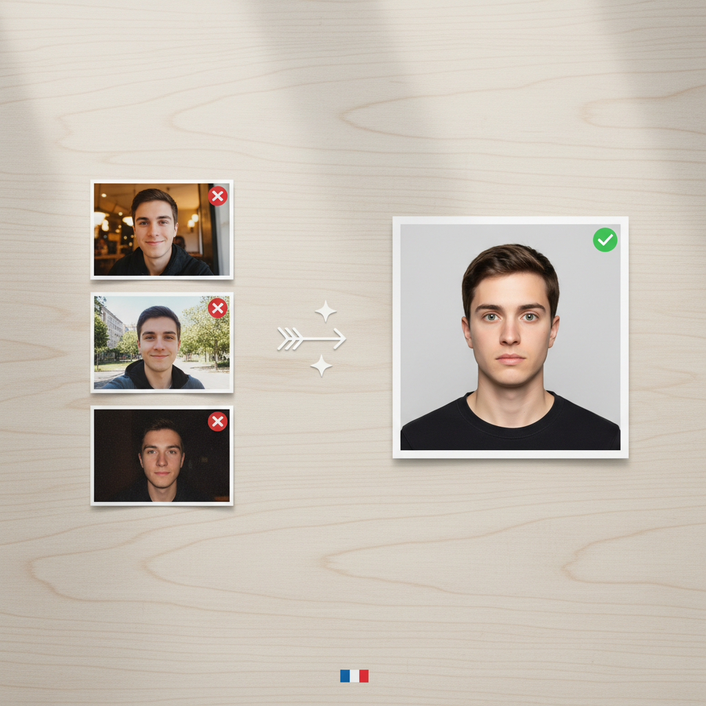 Trois selfies transformés en photo d'identité pour la France